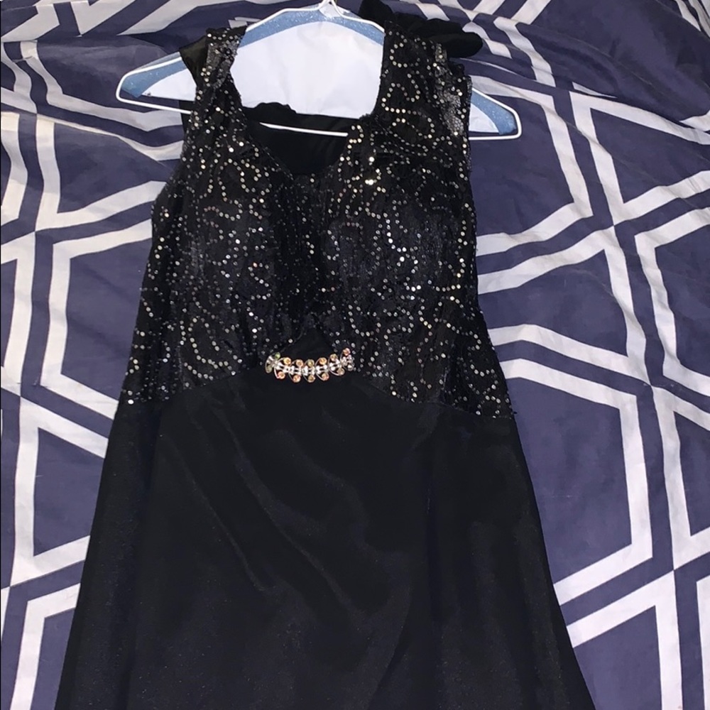 Long black sequin prom dress